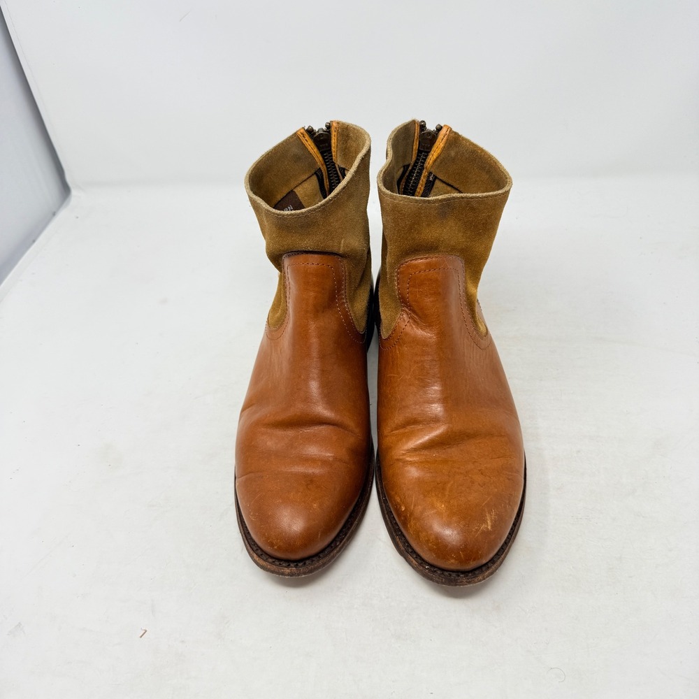 Frye Phillip Back Zip Ankle Boots‎ Brown Leather Suede Size 7 Western Boho - Picture 4 of 10
